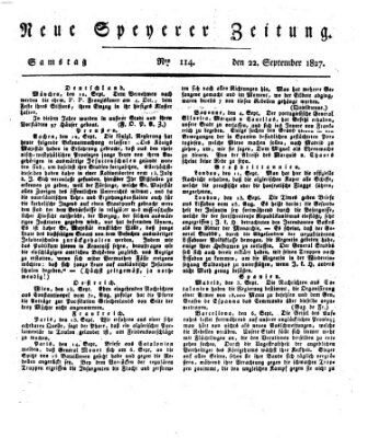 Neue Speyerer Zeitung Samstag 22. September 1827