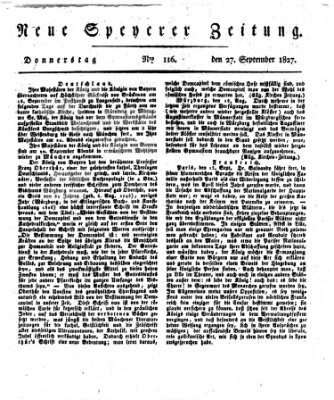 Neue Speyerer Zeitung Donnerstag 27. September 1827