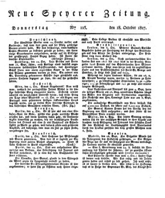 Neue Speyerer Zeitung Donnerstag 18. Oktober 1827