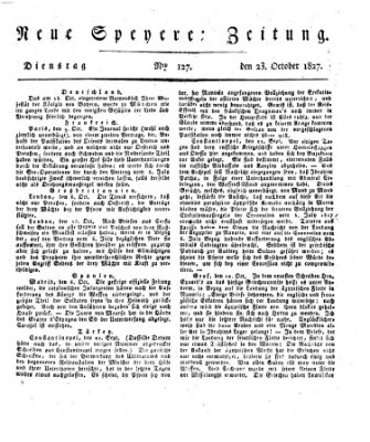 Neue Speyerer Zeitung Dienstag 23. Oktober 1827