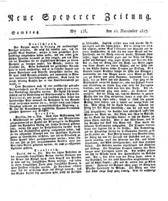 Neue Speyerer Zeitung Samstag 10. November 1827