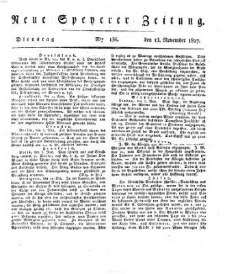 Neue Speyerer Zeitung Dienstag 13. November 1827