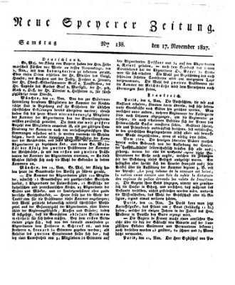 Neue Speyerer Zeitung Samstag 17. November 1827