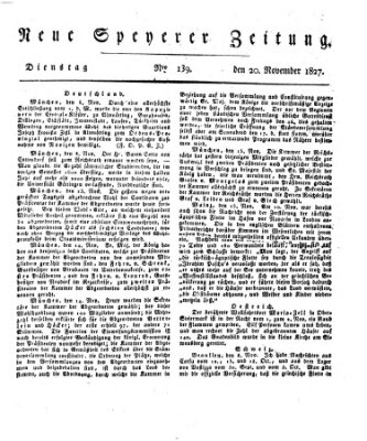 Neue Speyerer Zeitung Dienstag 20. November 1827