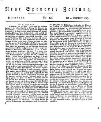 Neue Speyerer Zeitung Dienstag 4. Dezember 1827