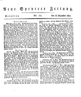 Neue Speyerer Zeitung Dienstag 18. Dezember 1827