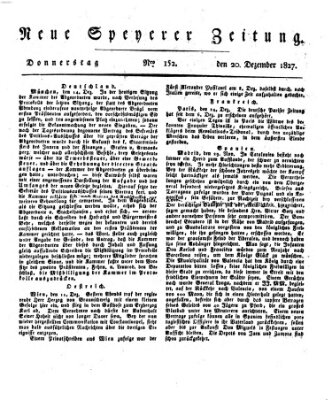 Neue Speyerer Zeitung Donnerstag 20. Dezember 1827