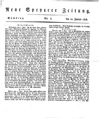 Neue Speyerer Zeitung Samstag 12. Januar 1828