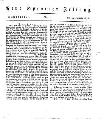 Neue Speyerer Zeitung Donnerstag 24. Januar 1828