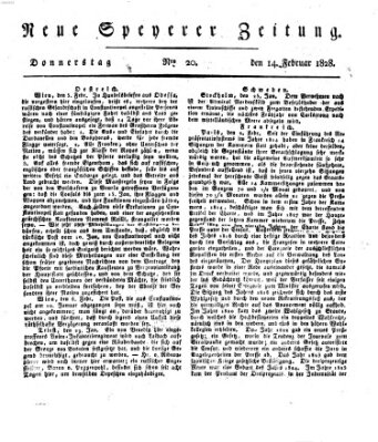 Neue Speyerer Zeitung Donnerstag 14. Februar 1828