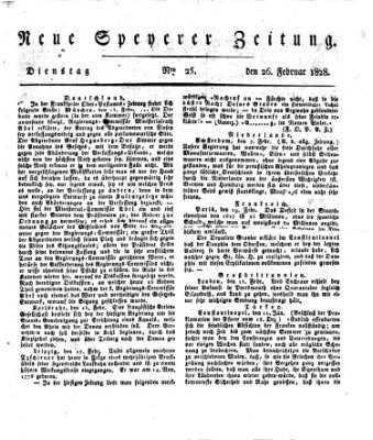 Neue Speyerer Zeitung Dienstag 26. Februar 1828