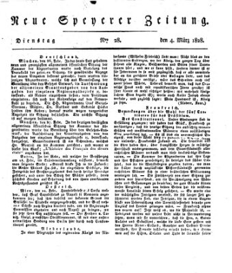 Neue Speyerer Zeitung Dienstag 4. März 1828