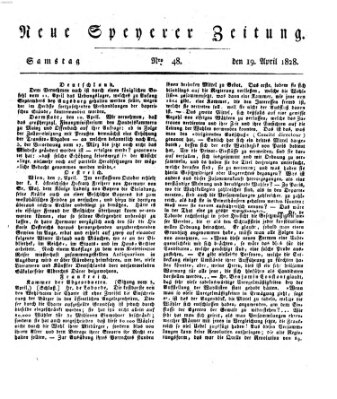 Neue Speyerer Zeitung Samstag 19. April 1828