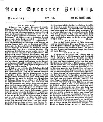 Neue Speyerer Zeitung Samstag 26. April 1828