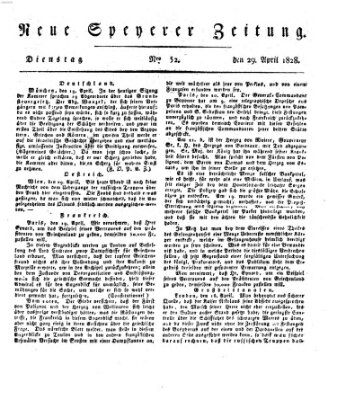 Neue Speyerer Zeitung Dienstag 29. April 1828