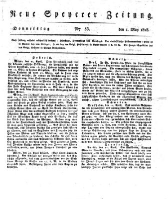 Neue Speyerer Zeitung Donnerstag 1. Mai 1828