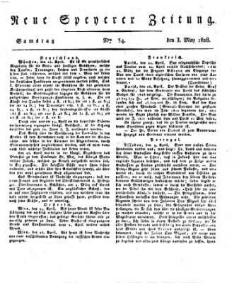 Neue Speyerer Zeitung Samstag 3. Mai 1828
