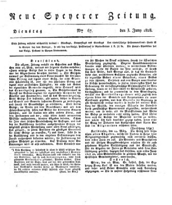 Neue Speyerer Zeitung Dienstag 3. Juni 1828