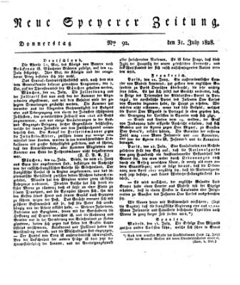 Neue Speyerer Zeitung Donnerstag 31. Juli 1828