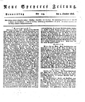 Neue Speyerer Zeitung Donnerstag 2. Oktober 1828