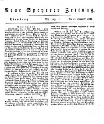 Neue Speyerer Zeitung Dienstag 21. Oktober 1828