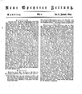 Neue Speyerer Zeitung Samstag 3. Januar 1829