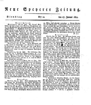 Neue Speyerer Zeitung Dienstag 27. Januar 1829