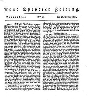 Neue Speyerer Zeitung Donnerstag 26. Februar 1829