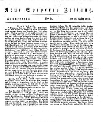 Neue Speyerer Zeitung Donnerstag 12. März 1829