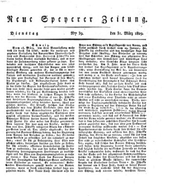 Neue Speyerer Zeitung Dienstag 31. März 1829