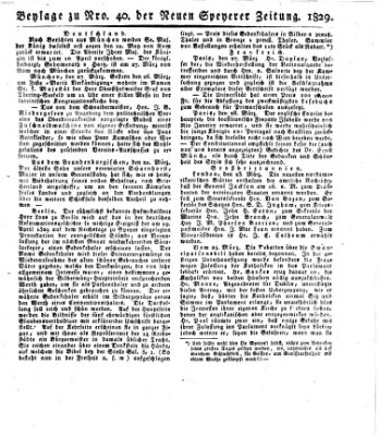 Neue Speyerer Zeitung Donnerstag 2. April 1829