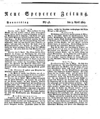 Neue Speyerer Zeitung Donnerstag 9. April 1829