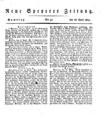 Neue Speyerer Zeitung Samstag 18. April 1829