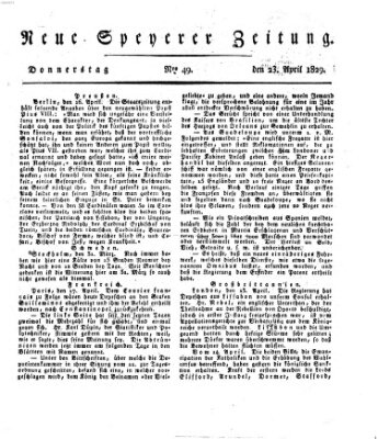 Neue Speyerer Zeitung Donnerstag 23. April 1829