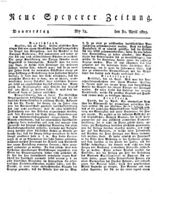 Neue Speyerer Zeitung Donnerstag 30. April 1829