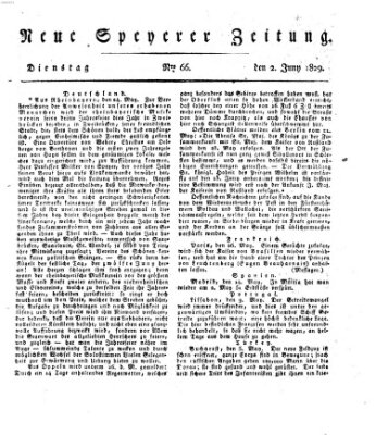 Neue Speyerer Zeitung Dienstag 2. Juni 1829