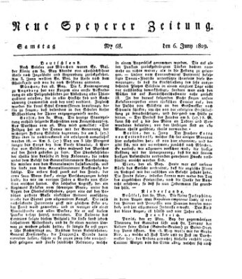 Neue Speyerer Zeitung Samstag 6. Juni 1829