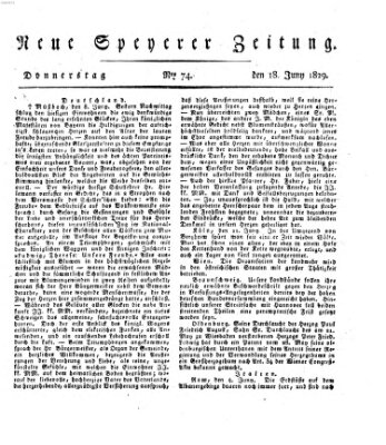 Neue Speyerer Zeitung Donnerstag 18. Juni 1829