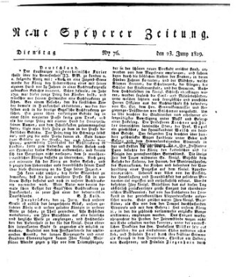 Neue Speyerer Zeitung Dienstag 23. Juni 1829