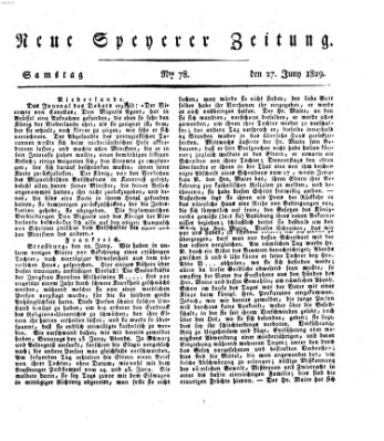 Neue Speyerer Zeitung Samstag 27. Juni 1829