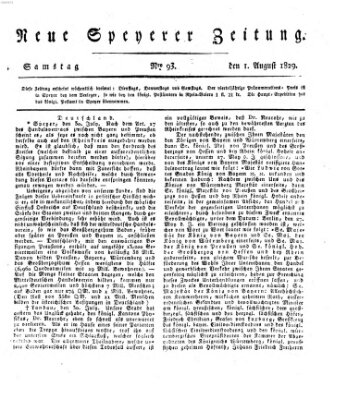 Neue Speyerer Zeitung Samstag 1. August 1829