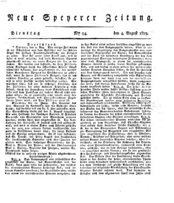 Neue Speyerer Zeitung Dienstag 4. August 1829