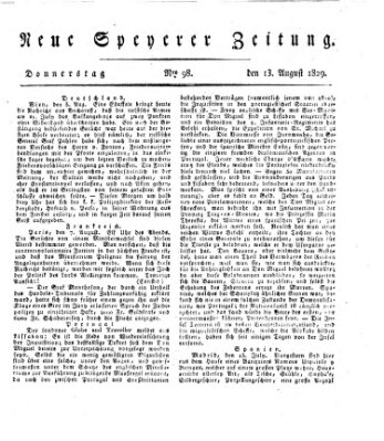 Neue Speyerer Zeitung Donnerstag 13. August 1829