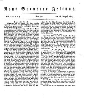 Neue Speyerer Zeitung Dienstag 18. August 1829