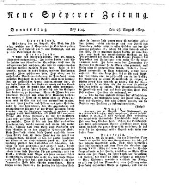 Neue Speyerer Zeitung Donnerstag 27. August 1829