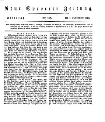 Neue Speyerer Zeitung Dienstag 1. September 1829