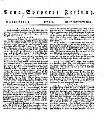 Neue Speyerer Zeitung Donnerstag 17. September 1829