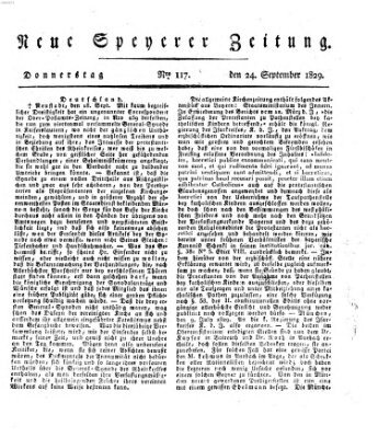 Neue Speyerer Zeitung Donnerstag 24. September 1829