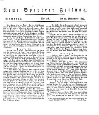 Neue Speyerer Zeitung Samstag 26. September 1829