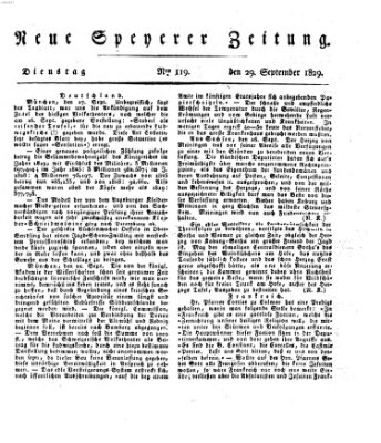 Neue Speyerer Zeitung Dienstag 29. September 1829